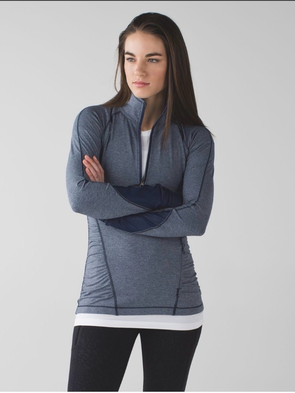 Lululemon Kriss Cross 1/2 Zip Heathered Inkwell Size: 6